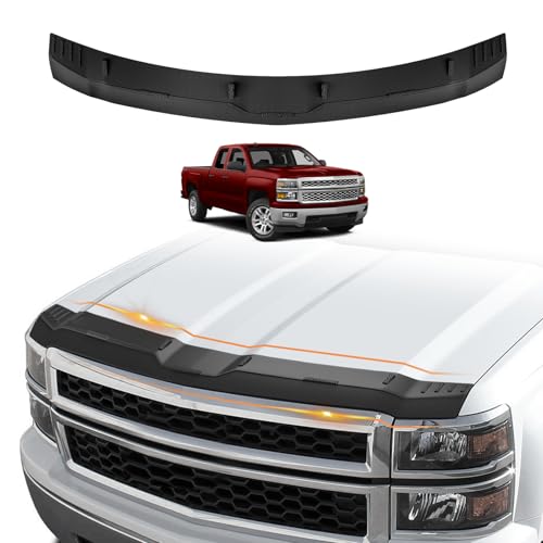 Image of TripleAliners Hood Bug Deflector Protector for 2014-15 Chevy Silverado 1500 | Hood Protector, Bug Deflector Shield Replacement, Flexible TPE Material, Easy to Install, Upgraded adhesion