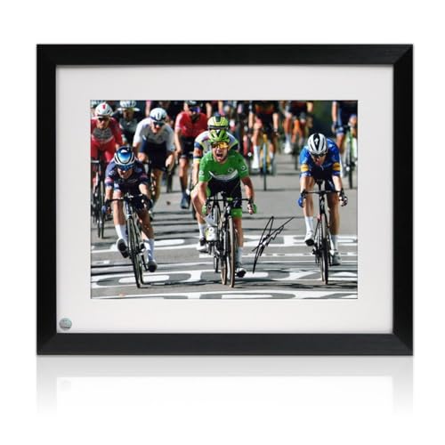 Exclusive Memorabilia Mark Cavendish Signed Cycling Photo: 34th Stage Victory Finish Line. Framed, One-Size