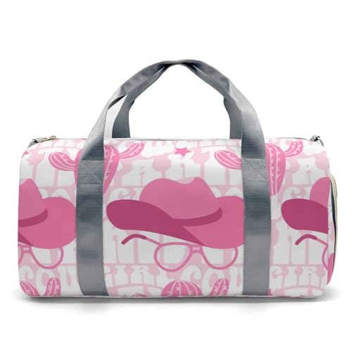 Pink Cowgirl Cactus Custom Duffel Bag with Name, Waterproof Personalized Gym Bag, Travel Sports Overnight Bag with Shoe Compartment & Shoulder Strap2