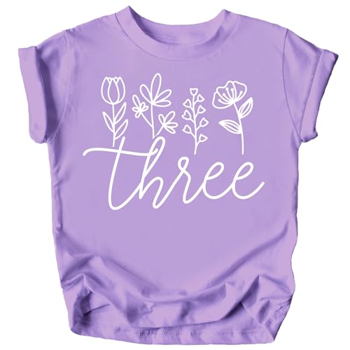 Three Floral 3rd Birthday Shirt for Toddler Girls Third Birthday Outfit