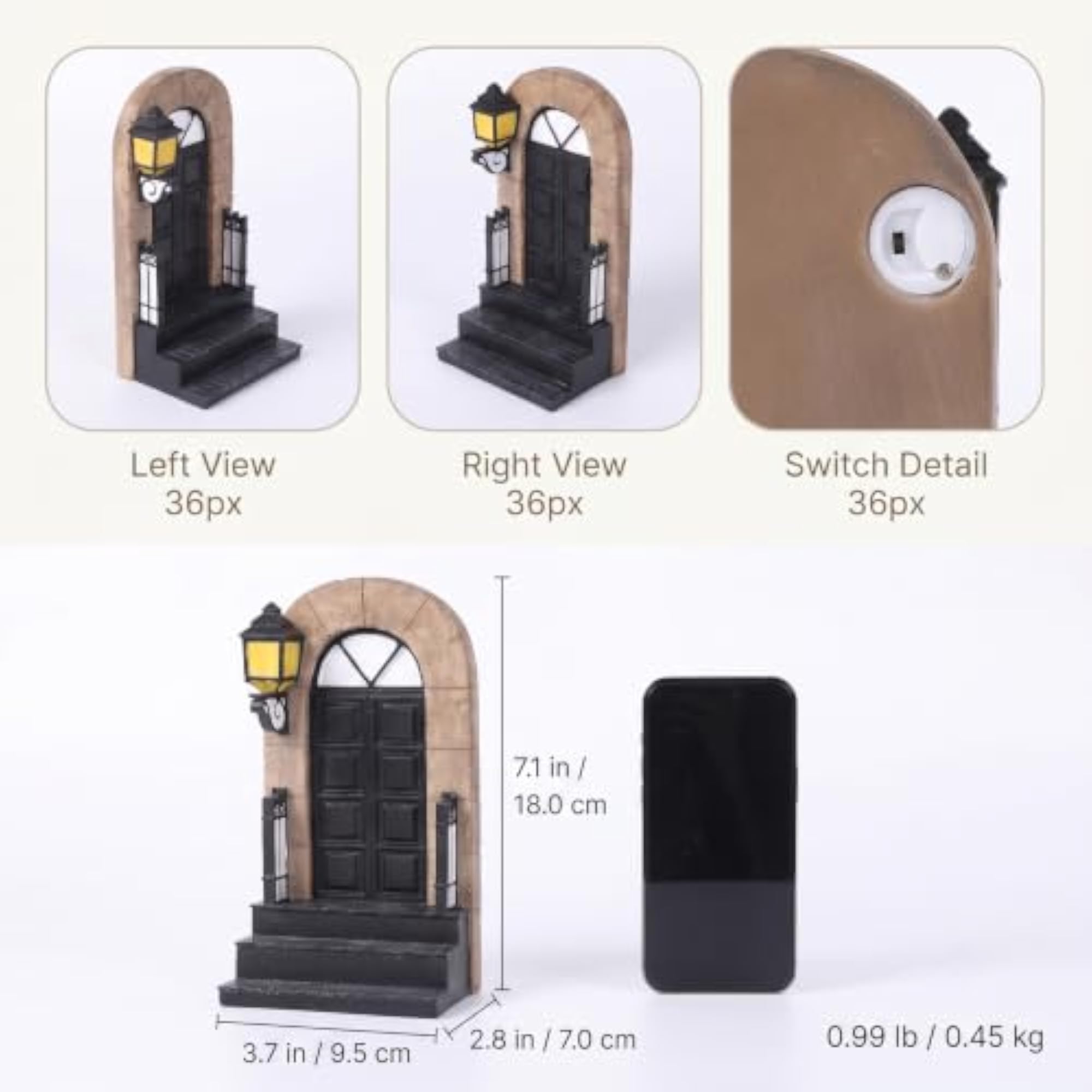 Decorative Bookend with Lighted Lantern