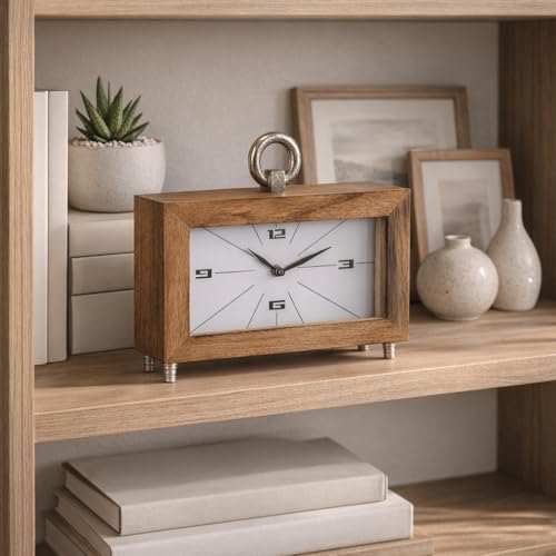 Rectangular Clock for Living Room Decor - Small Desk Clock for Office with Modern...