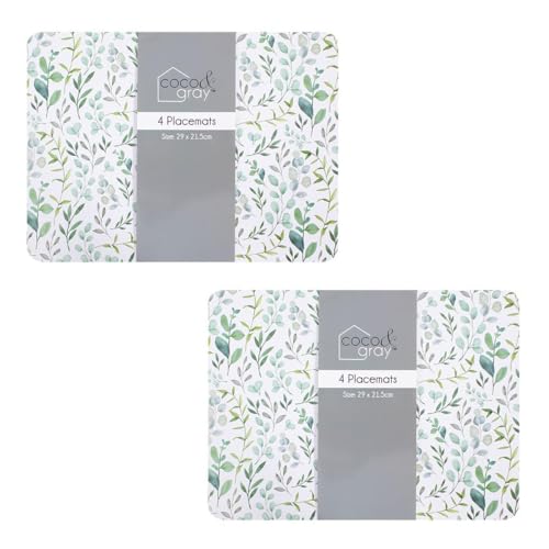 YöL Set of 8 Eucalyptus Placemats Dinner Plate Bowl Table Protection Cork Backing Surface Protectors Non-Slip Worktop Saver