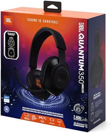 Bild 5 - JBL Quantum 350 Over-Ear Gaming Headset – Wireless 2.4 GHz und USB-C-Anschluss – Mit abnehmbarem Boom Mic und QuantumSurround Sound – Schwarz