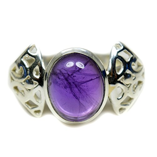 Bague améthyste ovale en argent 925 véritable pour fille H-Z