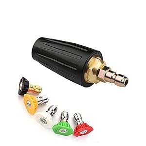 Boquilla turbo giratoria de Stone Banks, boquilla turbo giratoria de alta presión de 3000PSI (enchufe de conexión rápida de 1/4 pulgada) con 5 puntas de boquilla de pulverización