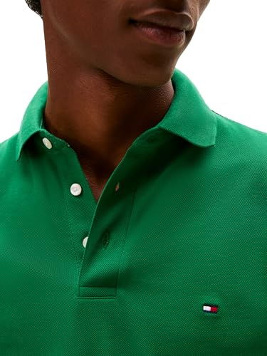 Image of Tommy Hilfiger Men's Short Sleeve Polo Shirts in Slim Fit with Stretch and Organic Pique Cotton