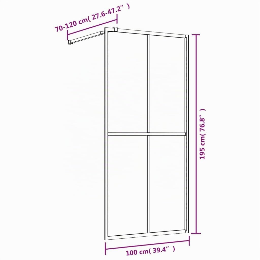 vidaXL Mampara puerta ducha vidrio transparente ESG dorado 100x195 cm