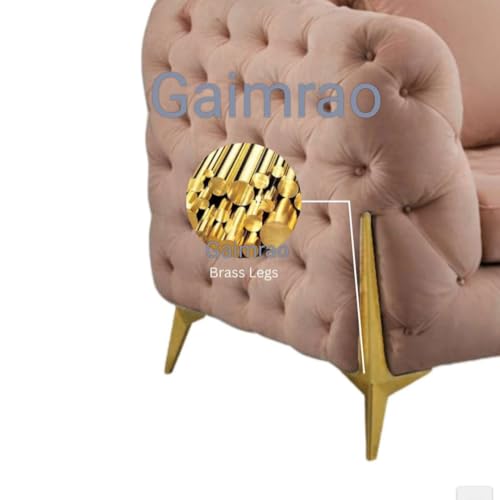 Image of Classic 3+1= 4 Seater with Footrest Seater Sofa Set Luxury Chesterfield Modern Fahionalable Sleeper Sofa for Living Room, Dining Room, (Light Pink F)
