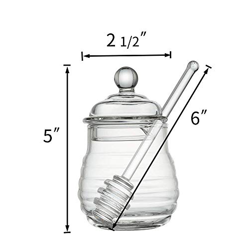 Mkouo Glas honigtopf mit Honigbehälter Honig Löffel Zum Servieren von Honig und Sirup, 9 Ounces (265ml) – Bild 8