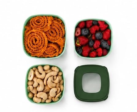 Image of Food Storage Container Set with Transparent Lid, Green | Set of 3, See-Through Lid