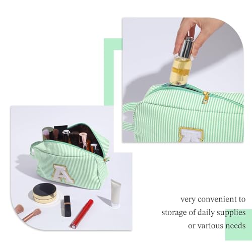 YOOLIFE Graduation Gifts for Women Teen Girls - Graduation Gifts for Her, Graduation Party Favor, Personalized Monogram Initial Green Makeup Bag for Teen Girl Gifts Trendy Stuff, Girls Makeup Bag G