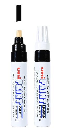 uni-ball Uni Paint PX-30 Oil-Based Paint Markers, Broad Line (8mm), Black, 2 Count