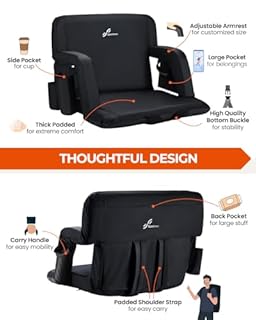 Stadium Seat, Sportneer Stadium Seats with Backs 6 Reclining Positions Bleacher Seats with Backs Portable Stadium Seat 2.5" Thick Comfy Padded Cushion Stadium Chair for Sports Events Concerts Park