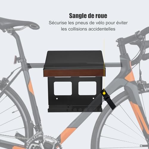 Mimoke Support mural pour vélo d'intérieur - Garage - Crochets d'étagère - Design compact et robuste - Protection - Espace de rangement - Facile à installer – vue 5