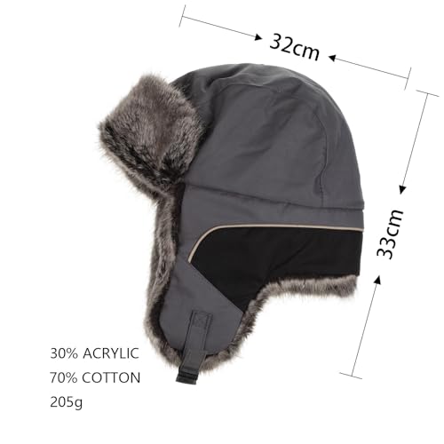 Windproof Faux Fur Lined Aviator Earflap Winter Trapper Hat for Women Men (Black) - image 7