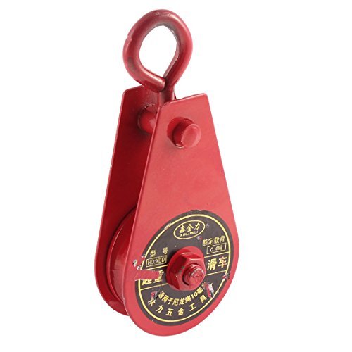 0.4 Ton Metal 55mm Dia Single Sheave Swivel Eye Rope Pulley Red