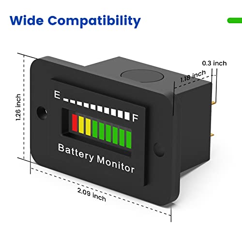 12V 24V 36V 48V 60V 72V Battery Meter, Led Battery Voltage Display Golf Cart Battery Capacity Indicator Waterproof Battery Monitor Lithium Battery Acid Battery Gauge Meter For Most Cars #TOP4