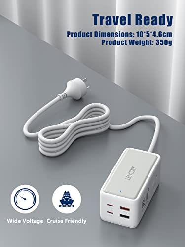 image for LENCENT 65W PD GaN3 Fast Wall Charger Block, 6-in-1 USB C Charging Sta