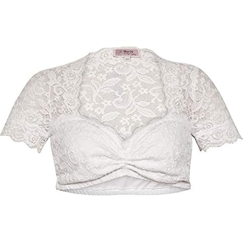 MarJo Dirndlbluse Nadine-Kosira Creme Spitze raffbar Kurzarm (Creme Kurzarm, 38) Cover