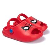Marvel Spider-Man Toddler Boys Girls Clog Sandals - Cute Quick-Dry Pool Beach Water Shoes with Mask Print, Unisex Summer Outdoor Footwear for Kids, Red, Size 9/10 Toddler