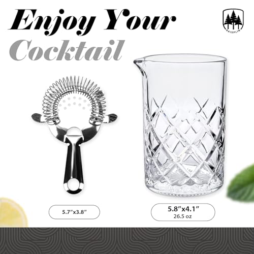 Juego de vaso mezclador de cócteles de 700 ml y colador de barra con fondo pesado 4