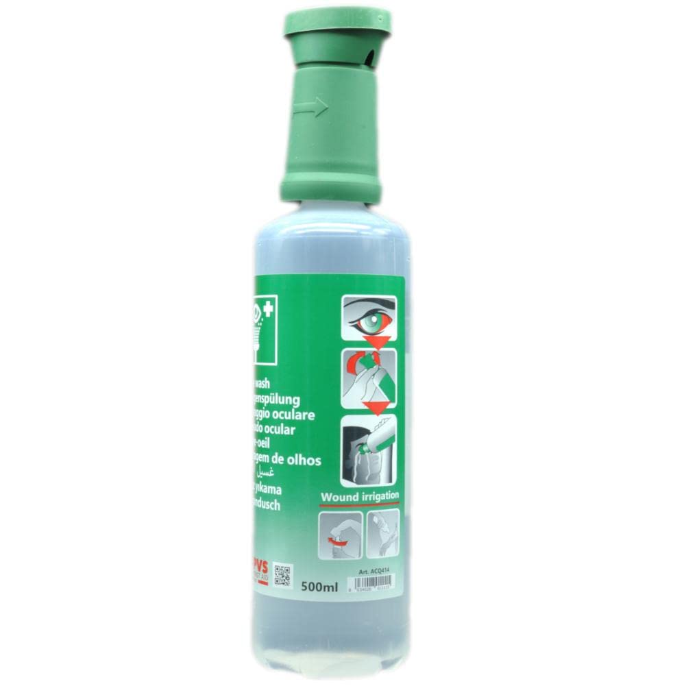 Soluzione salina sterile monouso, capacità 100 ml, per il lavaggio oculare d'emergenza
