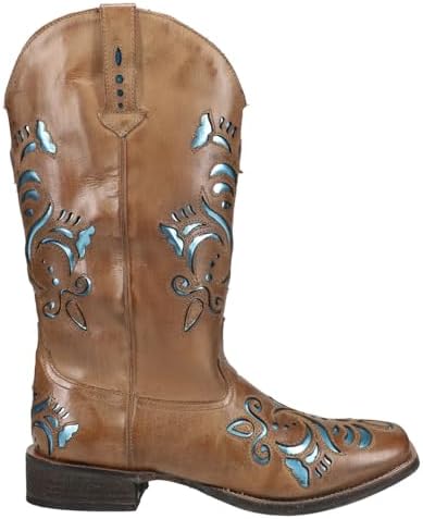 ROPER Womens Belle Metallic Square Toe Casual Boots Mid Calf Low ...