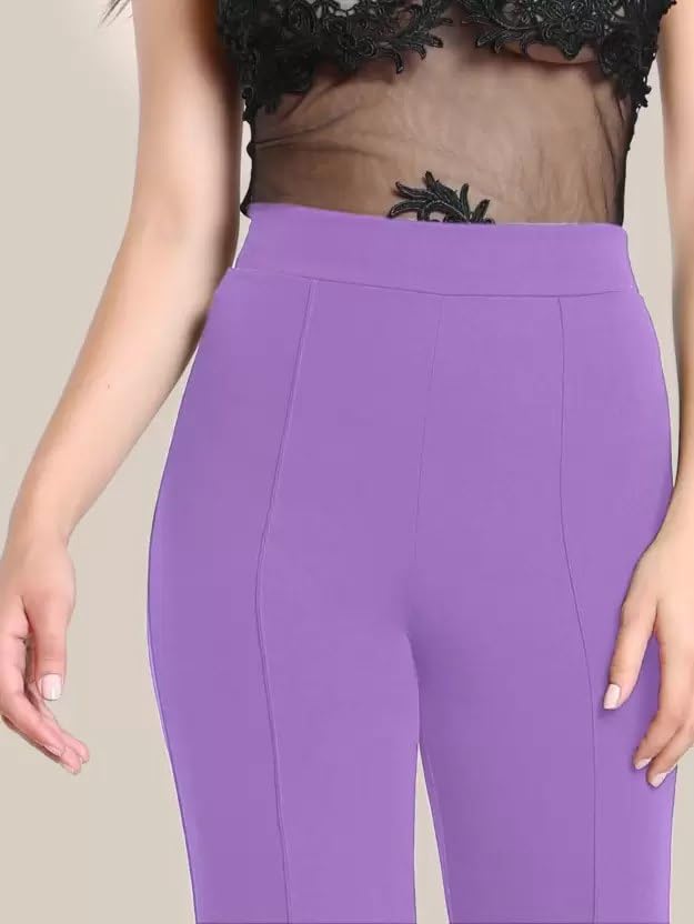 Cotton Bland Casual Pant for Women's Bottom Length Regular fit Cotton Bland Trouser Straight Fit Pants for Formal Office Casual and Daily Outdoor Lifestyle Black 4