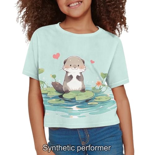 Image of 4th of July Shirt for Girls 7-8 Years US Flag Crop Tops Kids Outfit Independent Day Graphic Tee-