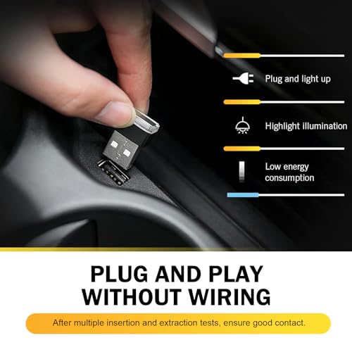 Lámpara LED interior ambiente USB para auto, 4 piezas miniatura 5