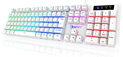 NPET White ゲーミングキーボード LED バックライト 7色 防水 usb 26キー防衝突 キーボード 角度調節可能 キーキャッププーラー付き ホワイト 日本語配列 K10-WH NPET White ゲーミングキーボード LED バックライト 7色 防水 usb 26キー防衝突 キーボード 角度調節可能 キーキャッププーラー付き ホワイト 日本語配列 K10-WH