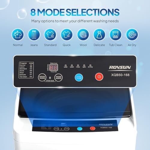 ROVSUN 17.8LBS Portable Washing Machine, Full-Automatic Electric Laundry Machine with Stainless Steel Drum, Compact Washer and Spin Dryer Combo with Drain Pump for Apartment, Dorm, Home - 2