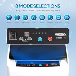 ROVSUN 17.8LBS Portable Washing Machine, Full-Automatic Electric Laundry Machine with Stainless Steel Drum, Compact Washer and Spin Dryer Combo with Drain Pump for Apartment, Dorm, Home