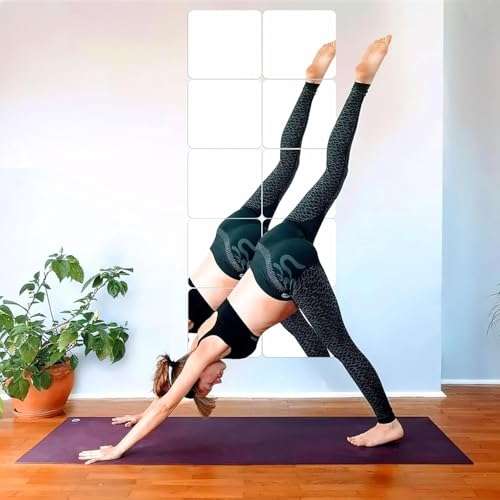 JUNEBRUSHS 4 Pack Self Adhesive Acrylic Mirror, 8 x 8 Inch Mirror Tiles,Flexible Plastic Mirror Sheets Wall Stickers,2MM Thick Mirrors - Image 3