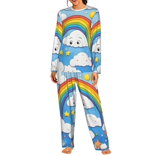 Ensemble pyjama femme doux manches longues vêtements nuit confort