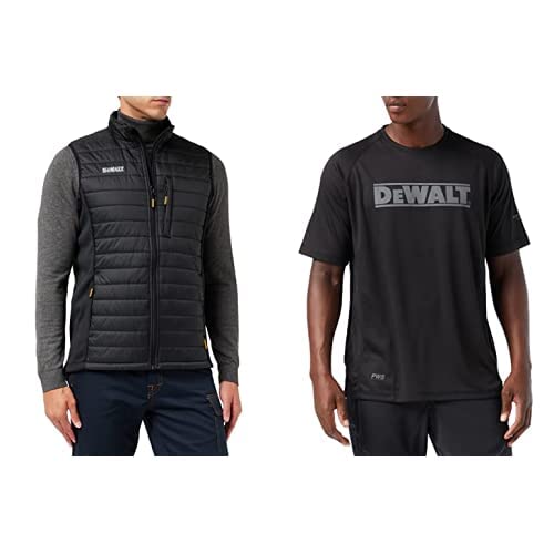 DEWALT FORCE GILET L Gilet, Large, Black Bundle EASTON L Easton Black PWS Performance T-Shirt, Size L