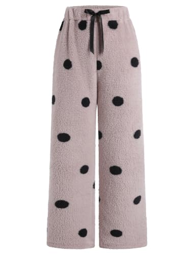 Image of ZAFUL Women's Fuzzy Plush Pajama Pants Wide Leg Pj Bottoms Lounge Pants