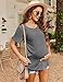Ekouaer Women Short Sleeve Nursing Shirts Soft Maternity Tops Double Layer Breastfeeding Blouse Round Neck Pregnancy Clothes Dark Grey XXL