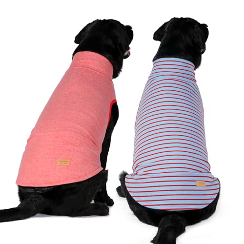 Image of KYEESE 2Pack Dog Sweater for Large Dogs Soft Pet Coats Fleece Sweatshirt | Warm Turtleneck Dog Pullover Clothes, 4-Way Stretch & Lightweight Vest, Doggie Coat in Cold Weather, Daily Wear
