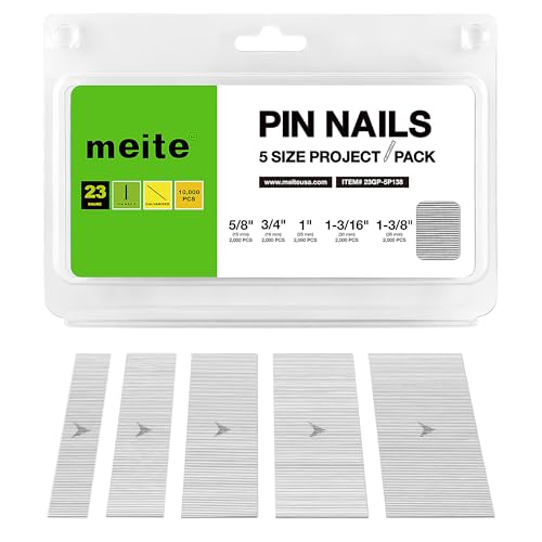 meite Clous finettes 23GA, Assortiment 5 Tailles (15mm, 19mm, 25mm, 30mm, 35mm, 2 000 pcs par taille) Galvanisés Micro Clous Pour Cloueuse 23GA, Fil diamètre...