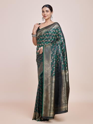 Image of Monjolika Fashion Women's Banarasi Pure Kanjivaram Style Satin Silk Saree With Blouse Piece for Wedding
