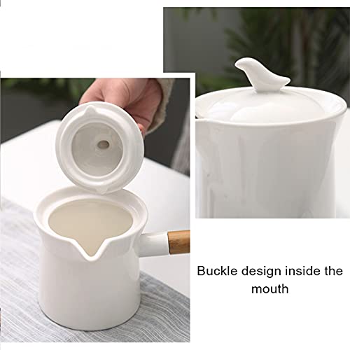 Hervidor de café Hervidor de café Cerámica Leche Calefacción Pot Kettle Coffee Fabricante con Mango de bambú Largo… - Imagen 4