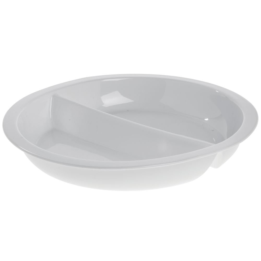 Divided Chafing Dish Pan 4 1/5 Quart Porcelain - 14 7/8" Dia x 2 1/8" H by HUBERT – Porcelain, White, Model D20