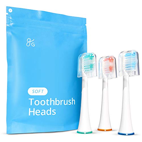 Greater Goods Sonic Electric Toothbrush Replacement Heads, Only Works with gG Toothbrushes (Soft), 3 Count