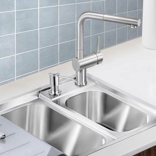 Maizoon Built-in Soap Dispenser for Kitchen 304 Stainless Steel Pump Head with 500ML/17OZ Bottle and 100CM/39Inches Extension Tube Dish Soap Hand Lotion Dispenser Bright Silver - Image 2
