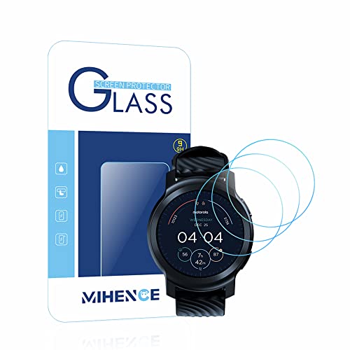 MIHENCE (3PCS) Compatible for Motorola Moto Watch 100 Screen Protector, 9H Anti-Scratch Premium Real Tempered Glass Protector Smartwatch (2021)