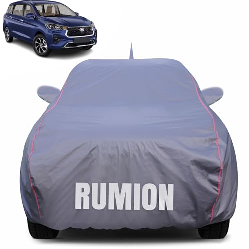 Image of 100% Waterproof Car Body Cover for Toyota Rumion with Mirror Pocket (Heat & UV Resistant, Triple Stitched, Soft Lining, Bottom Elastic & Piping) Grey