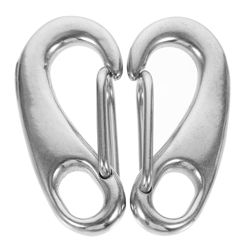 CIYODO 2pcs Quick Buckle Rugged Tools Tough Built Tool Flexible Wire Rope Buckle Quick-Hanging Buckle Pet Chain Shackle Swing Carabiners Heavy Duty Stainless Steel Buckle Hook Lock Silver