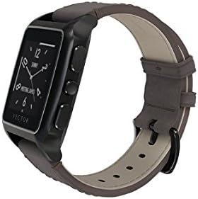 Vector Watch Meridian Smartwatch-30 Day+ Autonomy, 5ATM, Notifications, Activity Tracking - Black Case/ Brown Leather-Casual